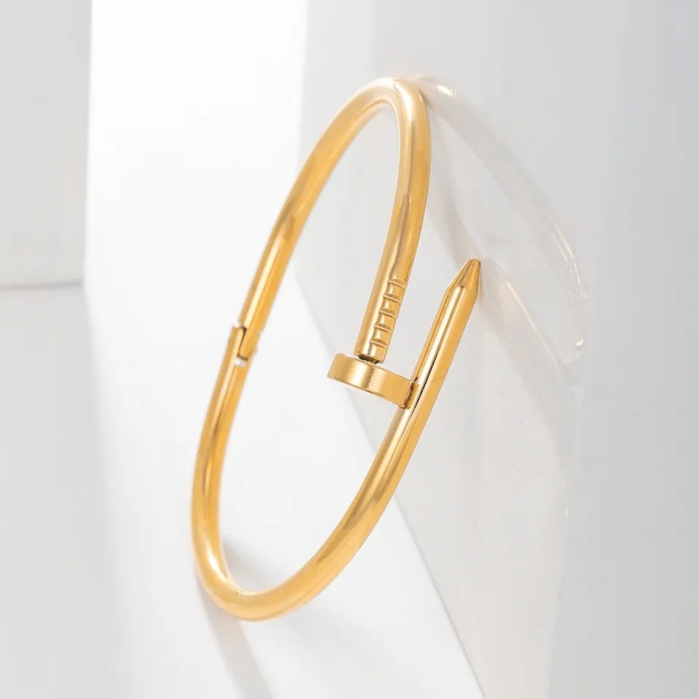 3 Color Gold Silver Rose Classic Brand Nail Open Bracelet Bangle - Picture 6 of 6